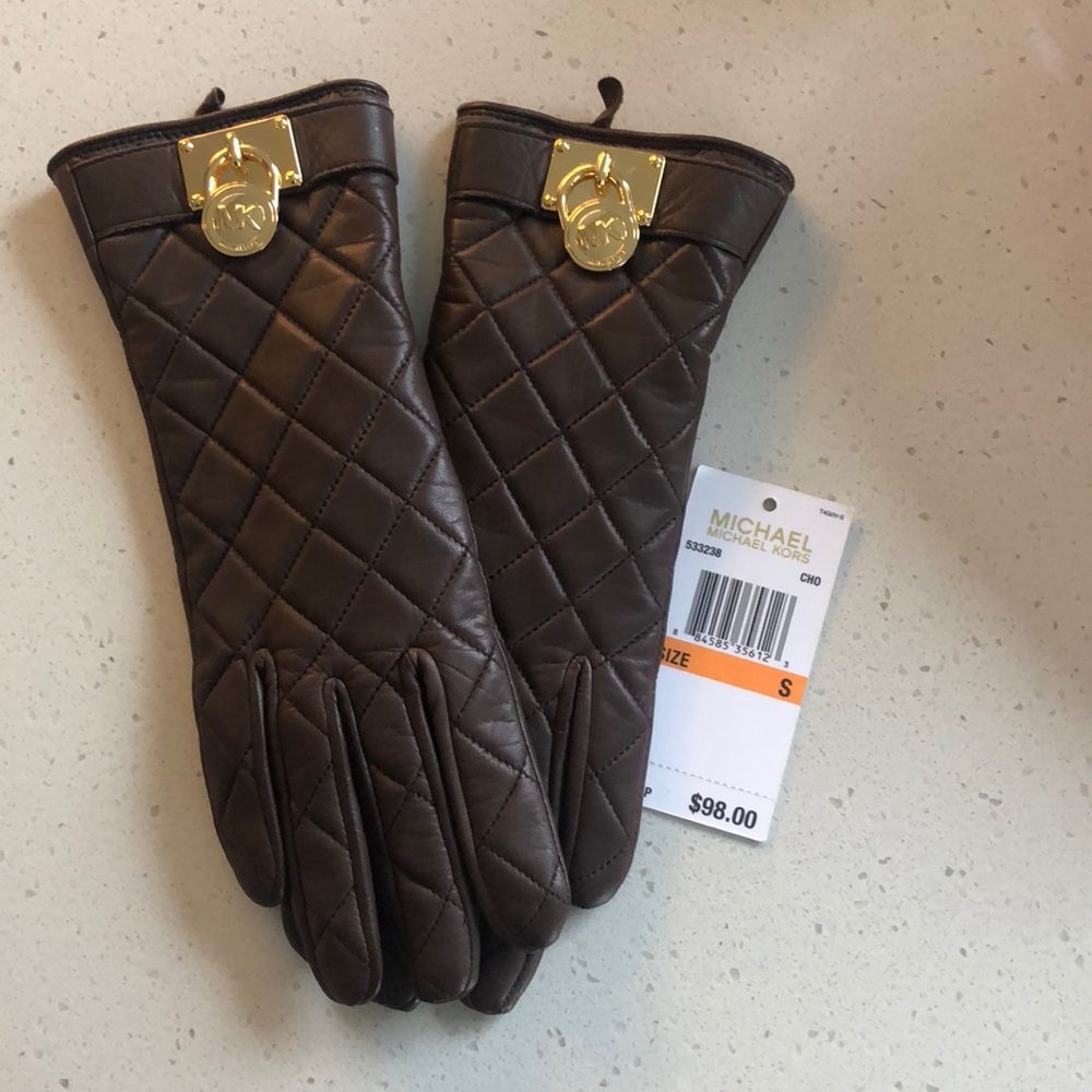 Brown Leather Michael Kors Gloves